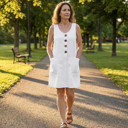 Marnelle — Sleeveless Cotton-Linen Dress