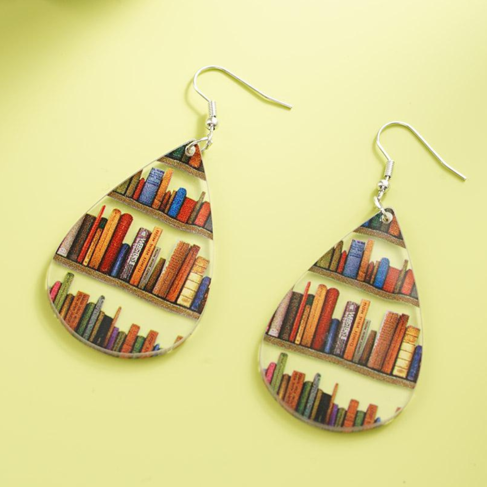 Retro Book Design — Expressive Reader Drop Earrings
