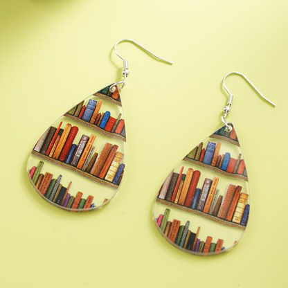 Retro Book Design — Expressive Reader Drop Earrings