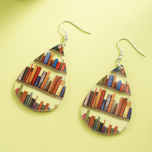 Retro Book Design — Expressive Reader Drop Earrings