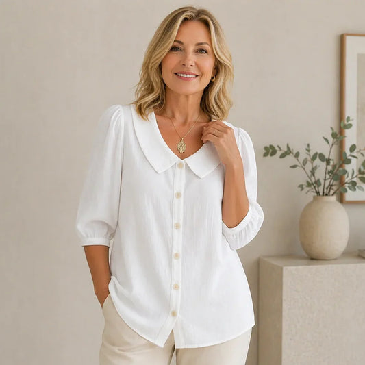 Celestine — Collared Button Blouse