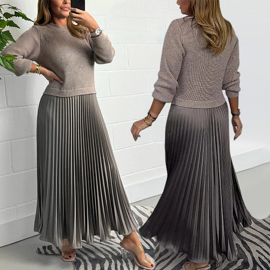 Sévène — Pleated Round-Neck Dress