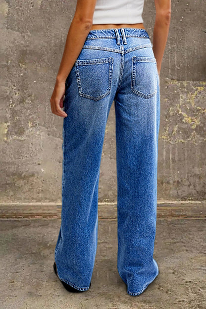 Straight Leg Jeans with Mid Rise