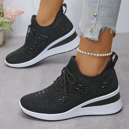 Women's casual, fashionable, breathable, sneakers adorned with crystals