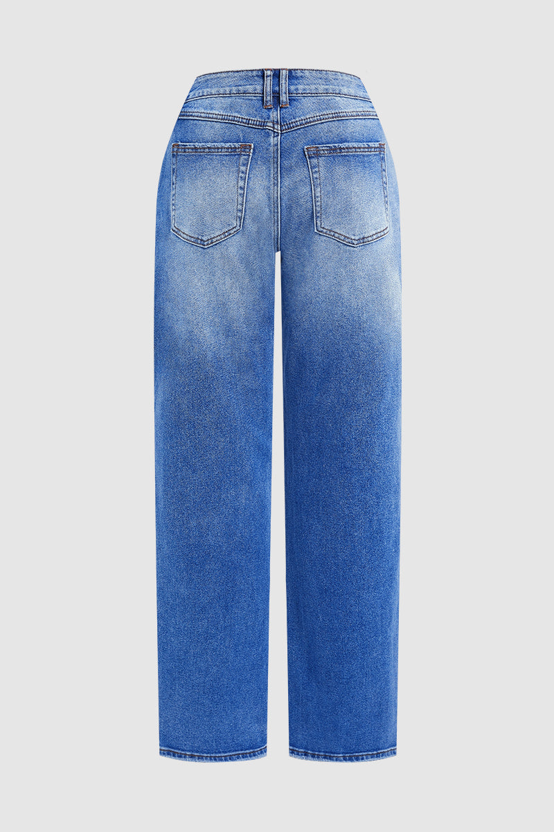 Straight Leg Jeans with Mid Rise