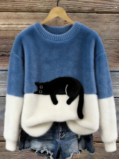 Caitlin - Comfortable Casual Cat Graphic Jumper