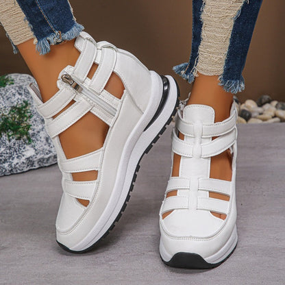 Comfortable, lightweight wedge sandals with side zip