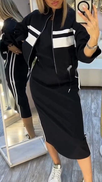Structé — Mock-Neck Jacket & Midi Dress Two-Piece Set