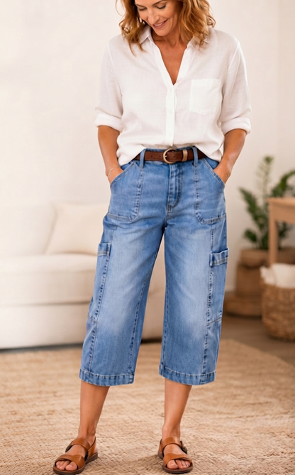 Isadella — Casual Stretchy Cropped Denim Pants