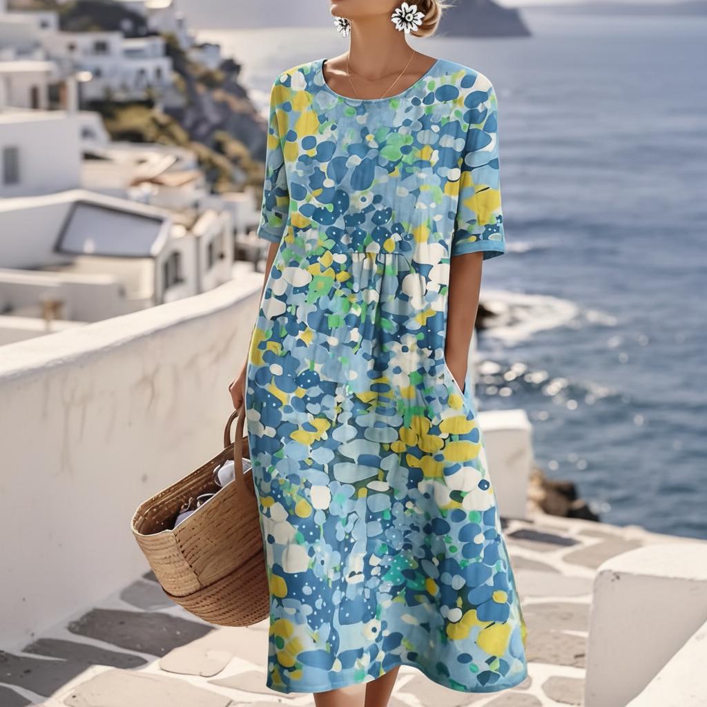 Soléra — Abstract Floral Print Midi Dress