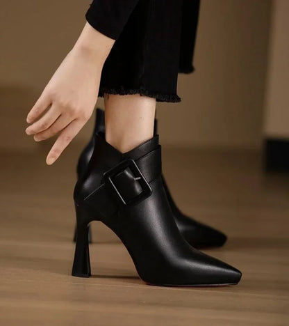 Signature Heeled Ankle Boots with Oversized Buckle