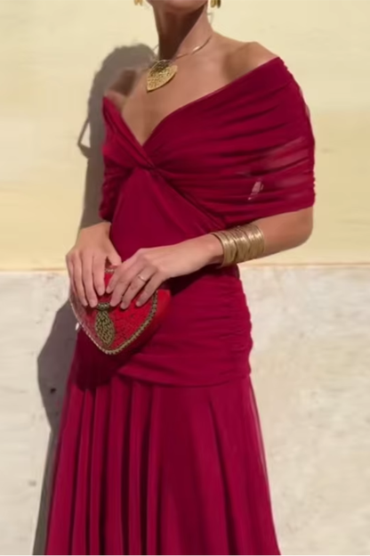 Elin — V-Neck Cinched Waist Maxi Dress