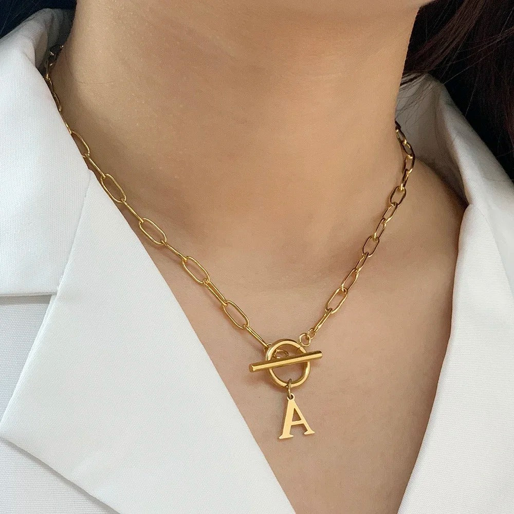 Initial Necklace — Paperclip Chain