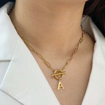 Initial Necklace — Paperclip Chain