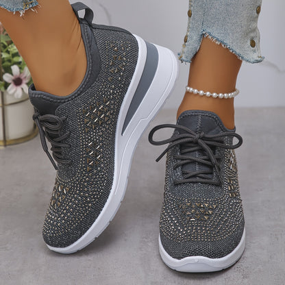 Women's casual, fashionable, breathable, sneakers adorned with crystals