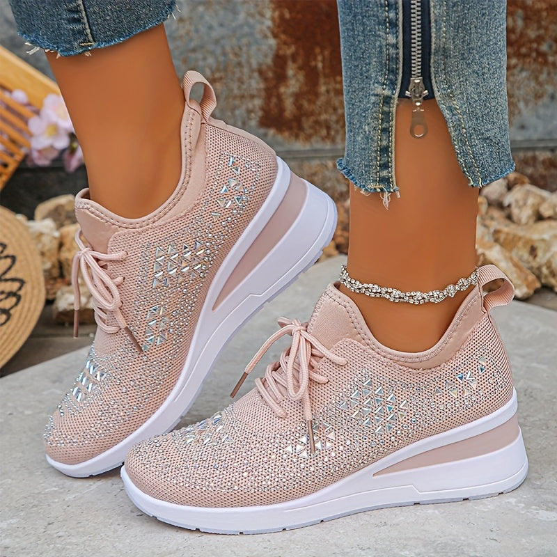 Women's casual, fashionable, breathable, sneakers adorned with crystals