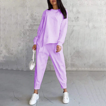 Noemi  —  Asymmetric Hem Sweatshirt & Trouser Lounge Set