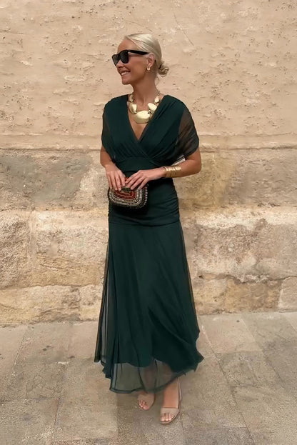 Elin — V-Neck Cinched Waist Maxi Dress