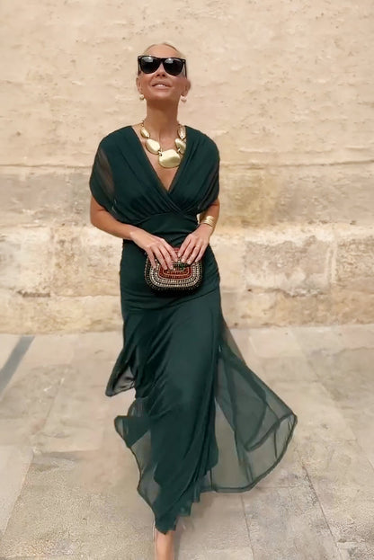 Elin — V-Neck Cinched Waist Maxi Dress