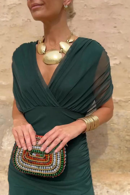 Elin — V-Neck Cinched Waist Maxi Dress