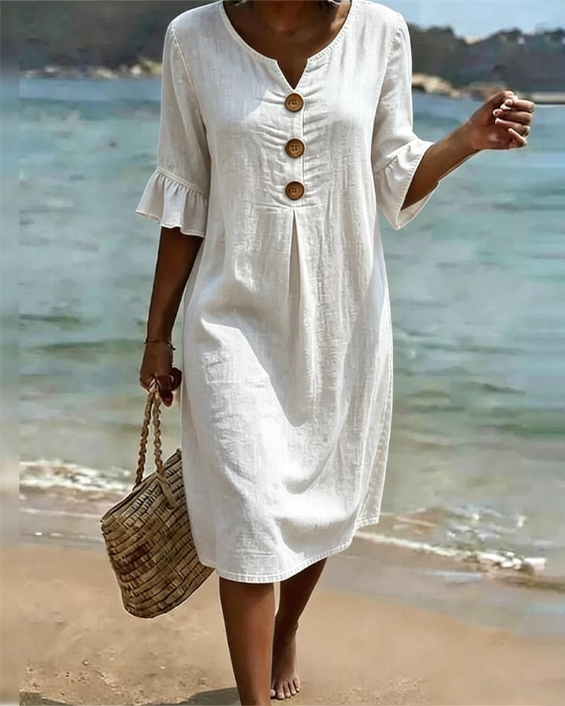 Maison Pasqualle | Ruched-Sleeve Denim Dress