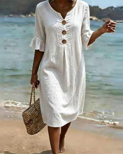 Maison Pasqualle | Ruched-Sleeve Denim Dress