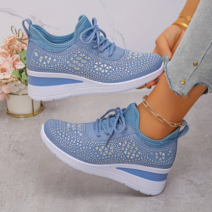 Women's casual, fashionable, breathable, sneakers adorned with crystals