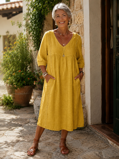 Rossana — Linen & Cotton Lace Dress