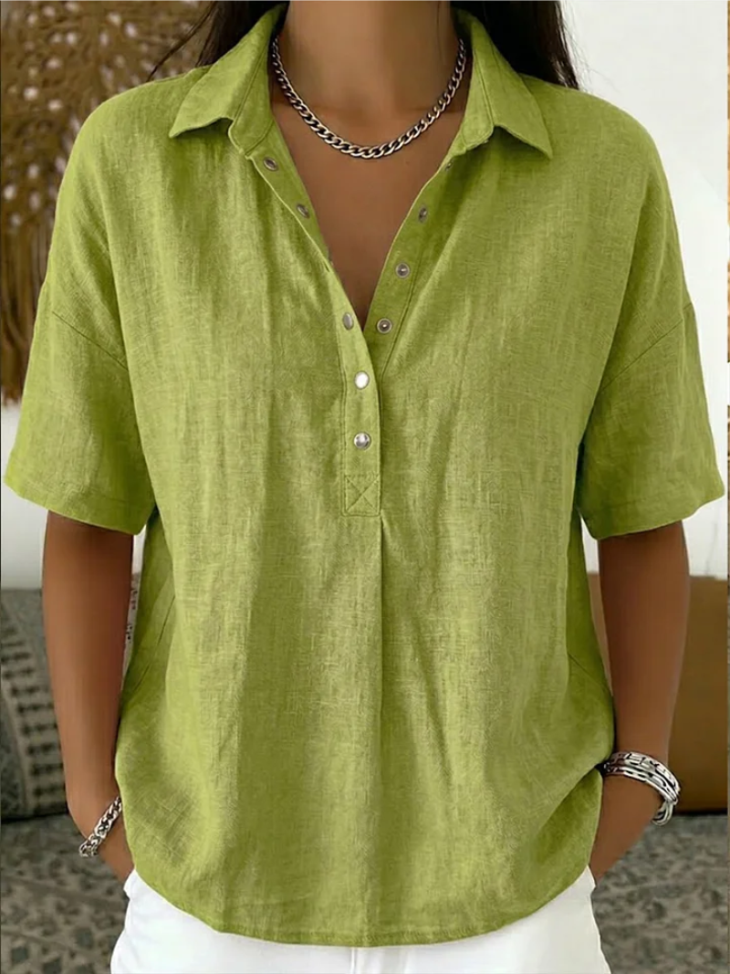Tessora — Collared Cotton Blouse, Buy 1 Get 1 Free