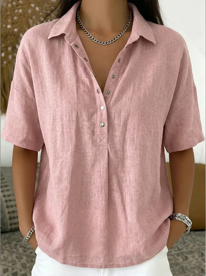 Tessora — Collared Cotton Blouse, Buy 1 Get 1 Free