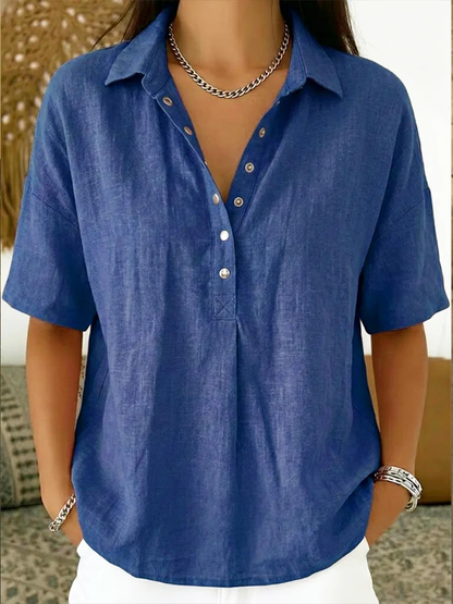 Collar Blouse — Button-Detail Elegance