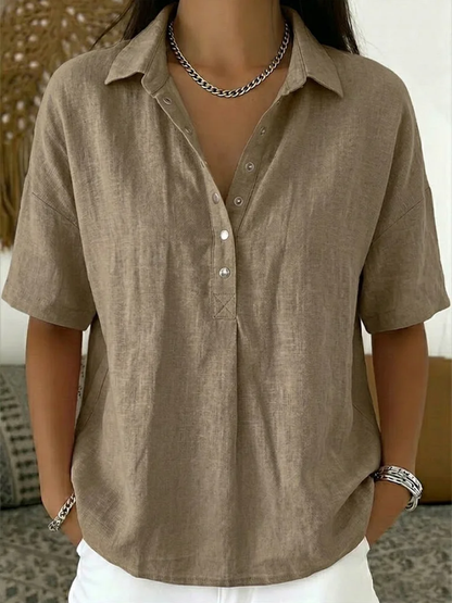 Tessora — Collared Cotton Blouse, Buy 1 Get 1 Free