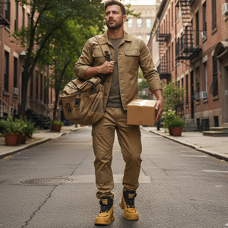 Men's Work Shoes with Pivoting Buckle for Outdoor Use