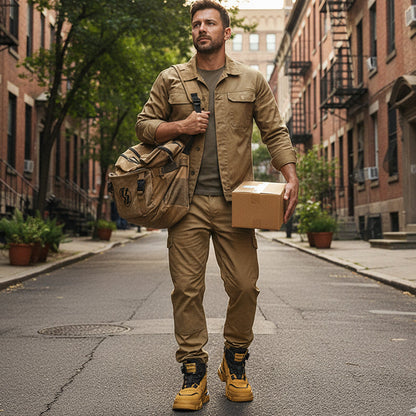 Men's Work Shoes with Pivoting Buckle for Outdoor Use