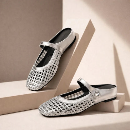 Solène — Woven Square-Toe Mary Jane Mule