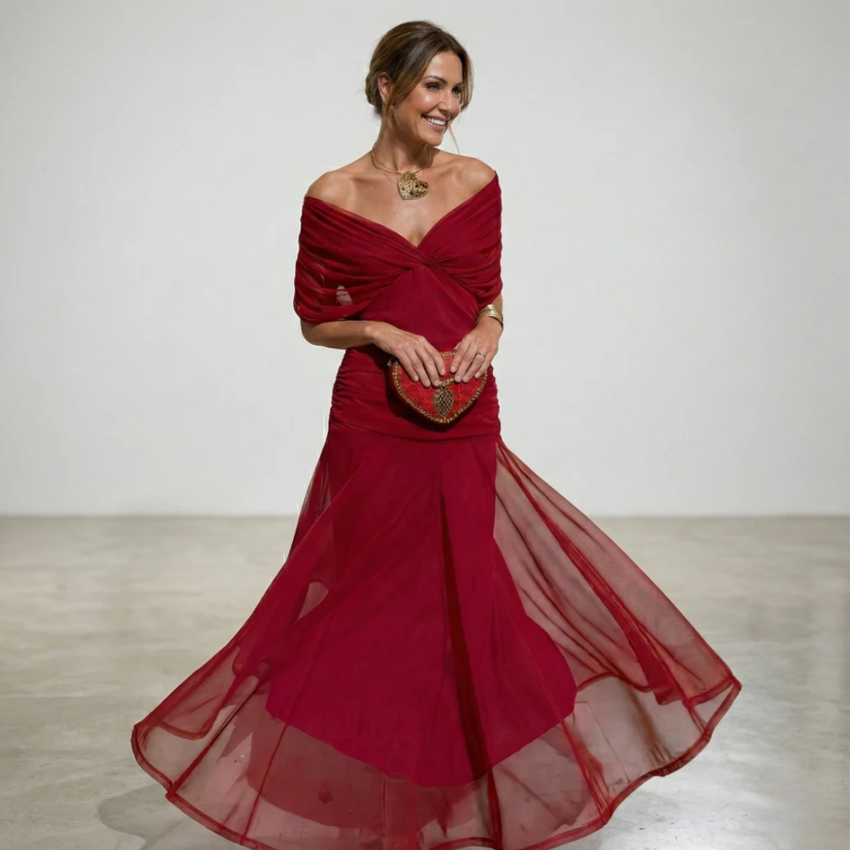 Luisa — V-Neck Pleated Maxi Dress