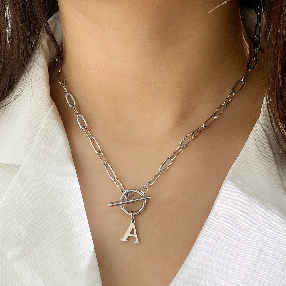 Initial Necklace — Paperclip Chain