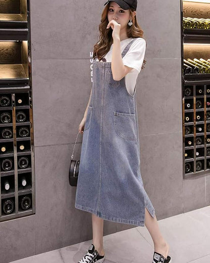 Maeven — Denim Overall Maxi Skirt