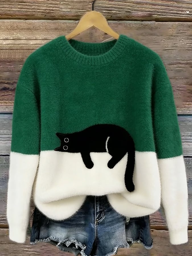 Caitlin - Comfortable Casual Cat Graphic Jumper