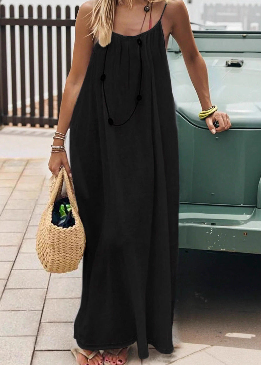 Velène — Open-Back Midi Dress with Adjustable Straps