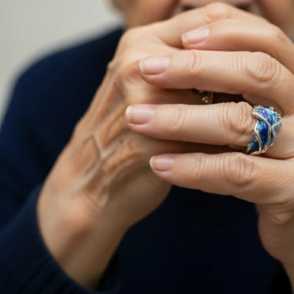 Gold Ring - Unique Ocean Wave Motif