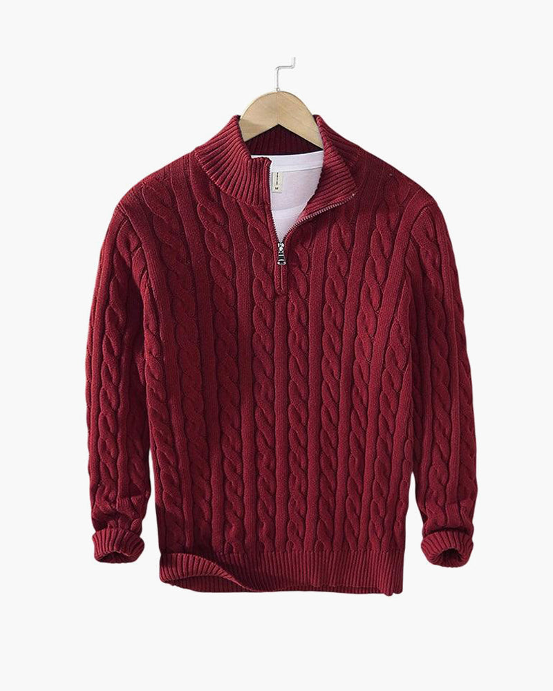 Cable Knit Half-Zip Sweater