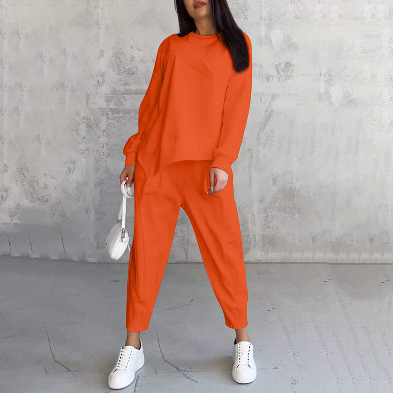 Noemi  —  Asymmetric Hem Sweatshirt & Trouser Lounge Set