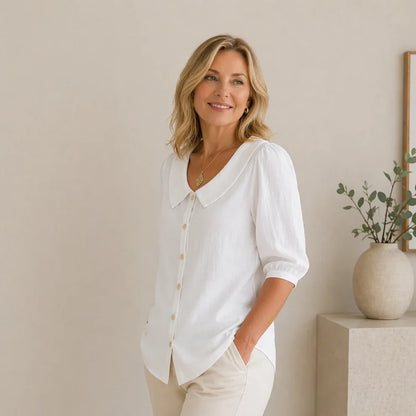 Celestine — Collared Button Blouse