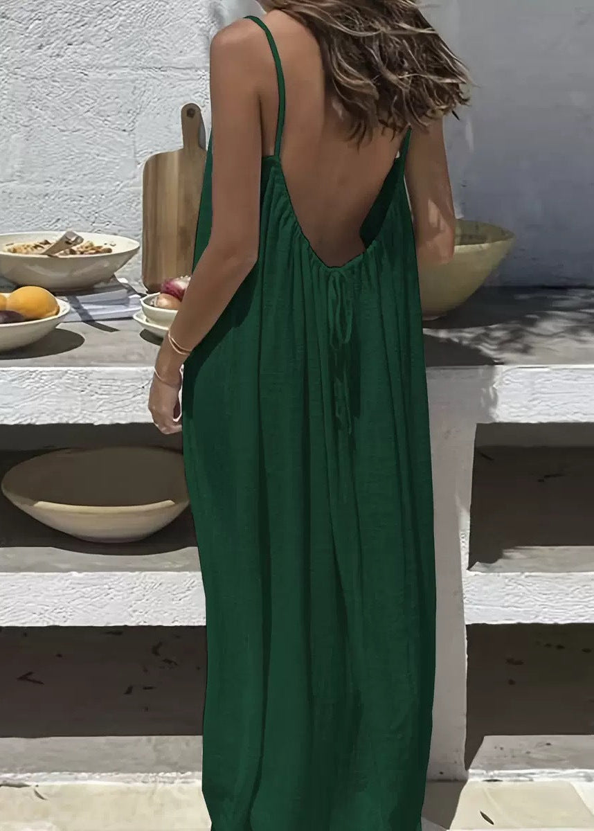 Velène — Open-Back Midi Dress with Adjustable Straps