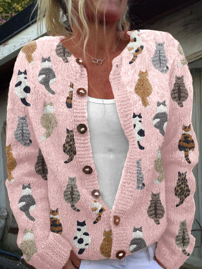 Bramley — Cat Print Cardigan