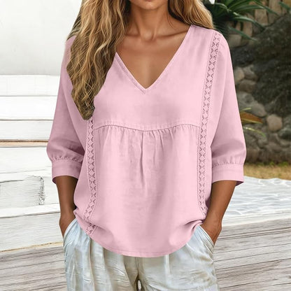 Dentèle — 3/4 Sleeve Lace V-Neck Empire Top