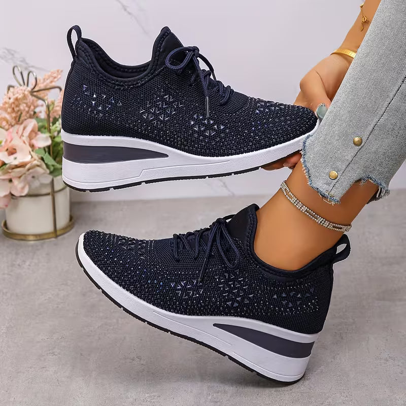 Women's casual, fashionable, breathable, sneakers adorned with crystals