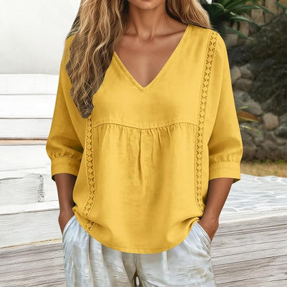 Dentèle — 3/4 Sleeve Lace V-Neck Empire Top