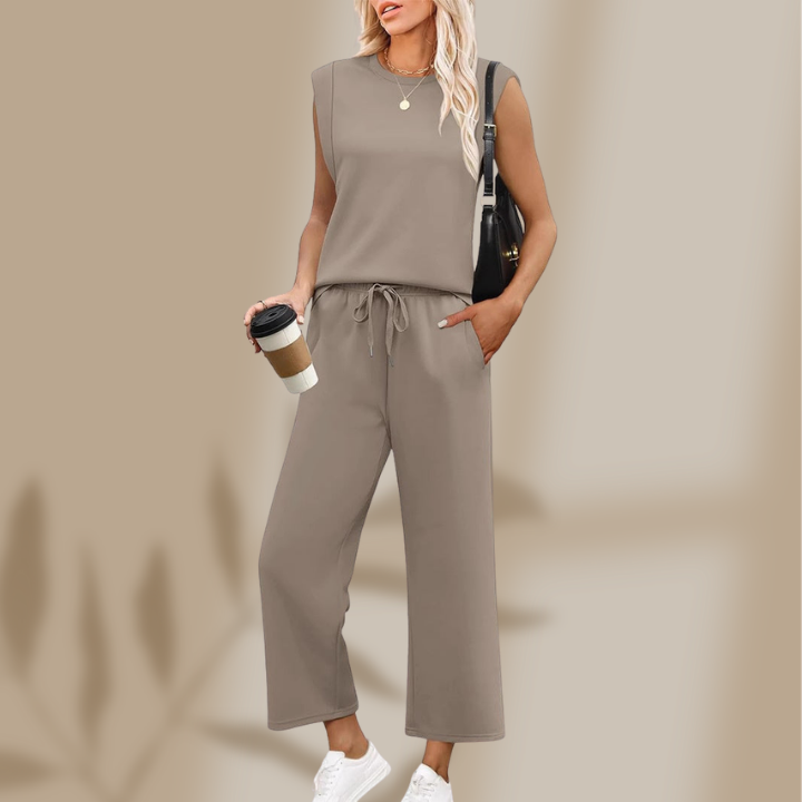 Leona —  Sleeve Top & Wide-Leg Crop Set